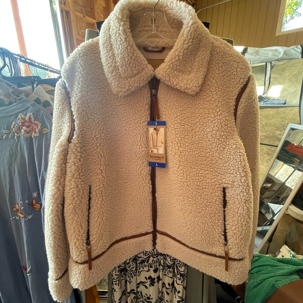 BearPaw Brown and Cream Fleece Jacket